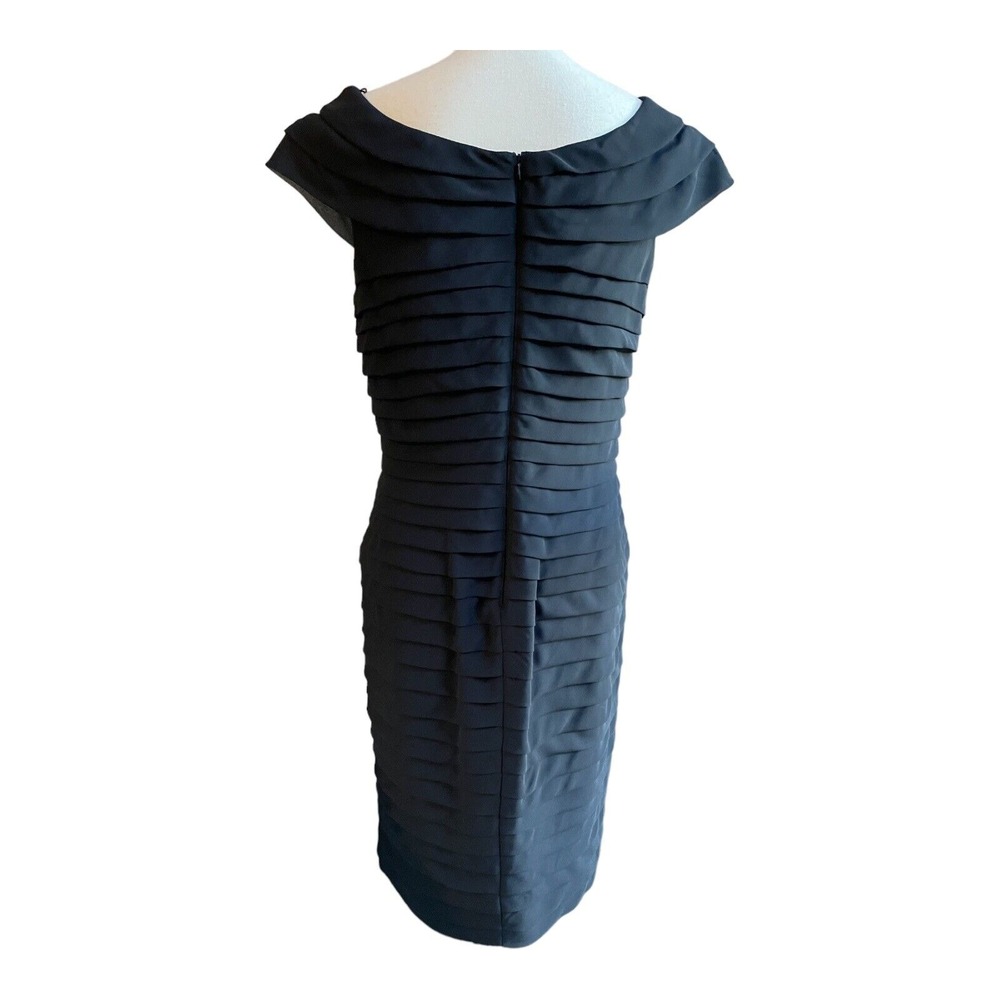 Adrianna Papell Sheath Dress Women's Size 12 Black Tiered Chiffon Ruffles - Picture 4 of 4